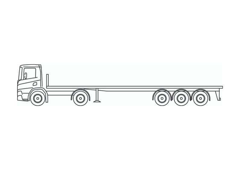 Low deck trailer with a loading capacity up to 29 metric tons