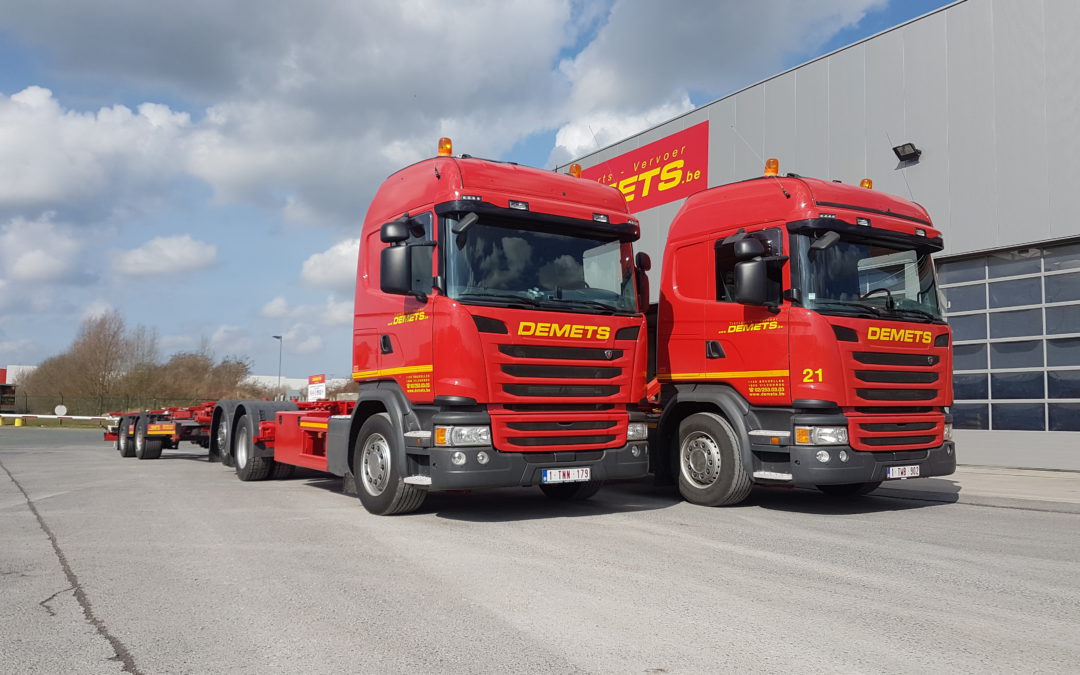 2x nieuwe vrachtwagenchassis met aanhangwagen uitgerust met BDF-systeem voor wissellaadbakken van 7.15 m -> 7.82 m – met afzethoogtes van 1.00m & 1.20 m.