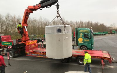 Lossen van een betonnen put – gewicht 8 ton